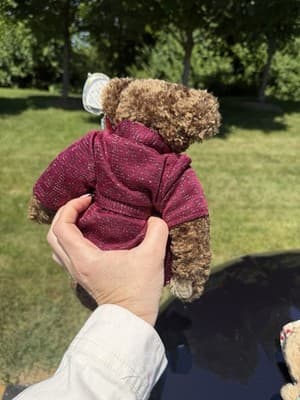 Ty Attic Treasures Collection “Tyrone” Teddy Bear Plush Burgundy Robe 11” - Thumbnail 11
