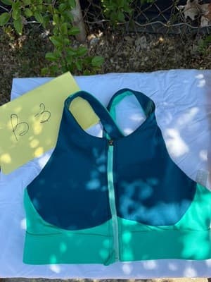 Fabletics Sz M Ella High Support Zip Front Sports Bra Colorblock Worn Once - Thumbnail 2