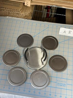 Drink Coasters Stainless Steel with Holder 6 pieces Mainstays padded back - Thumbnail 3