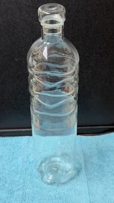 Vintage Clear Glass Bottle with Stopper – 13.5” Tall - Thumbnail 3
