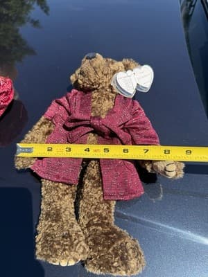 Ty Attic Treasures Collection “Tyrone” Teddy Bear Plush Burgundy Robe 11” - Thumbnail 5