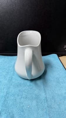 Porcelana Veracruz White Ceramic Pitcher 7.5” Brazil Vintage Kitchen Decor - Thumbnail 5