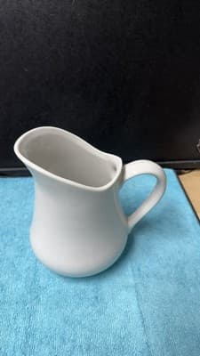 Porcelana Veracruz White Ceramic Pitcher 7.5” Brazil Vintage Kitchen Decor - Thumbnail 2