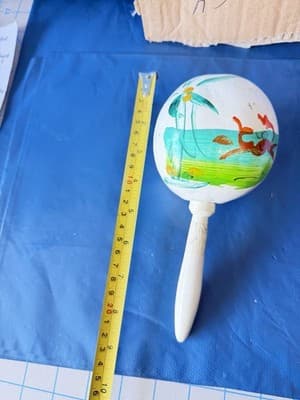 Vintage Hand Painted Wooden Tropical Fish Maraca Rattle Decor - Thumbnail 5
