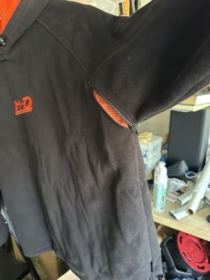 Harley-Davidson Black Fleece Hoodie H-D Logo Orange Lining Size L - Thumbnail 3