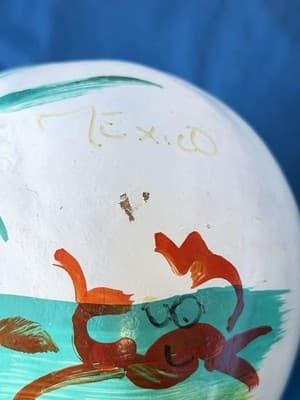 Vintage Hand Painted Wooden Tropical Fish Maraca Rattle Decor - Thumbnail 3