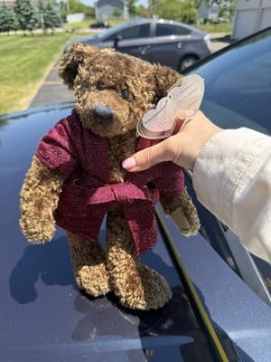 Ty Attic Treasures Collection “Tyrone” Teddy Bear Plush Burgundy Robe 11” - Thumbnail 2