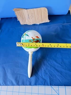 Vintage Hand Painted Wooden Tropical Fish Maraca Rattle Decor - Thumbnail 6