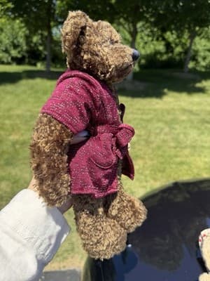 Ty Attic Treasures Collection “Tyrone” Teddy Bear Plush Burgundy Robe 11” - Thumbnail 10