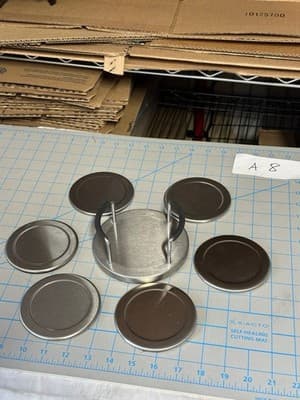 Drink Coasters Stainless Steel with Holder 6 pieces Mainstays padded back - Thumbnail 2