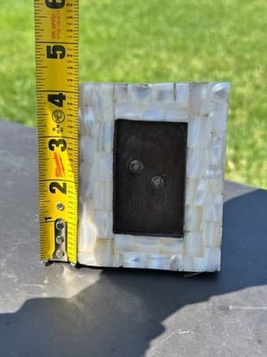 Vintage Mother of Pearl Mosaic Mini Picture Frame 3.5x4.5 Easel Back - Thumbnail 2