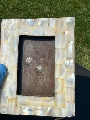 Vintage Mother of Pearl Mosaic Mini Picture Frame 3.5x4.5 Easel Back - Thumbnail 4
