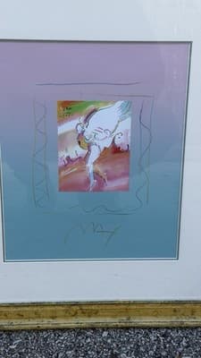 Max Peter Framed Abstract Figurative Print 1985 Pastel Art - Thumbnail 4