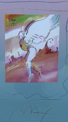 Max Peter Framed Abstract Figurative Print 1985 Pastel Art - Thumbnail 7