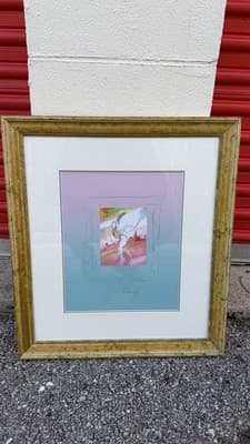 Max Peter Framed Abstract Figurative Print 1985 Pastel Art - Thumbnail 3