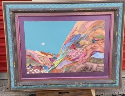 Fran Larsen Framed Watercolor Landscape Art Hand Painted Frame 34x26 - Thumbnail 2