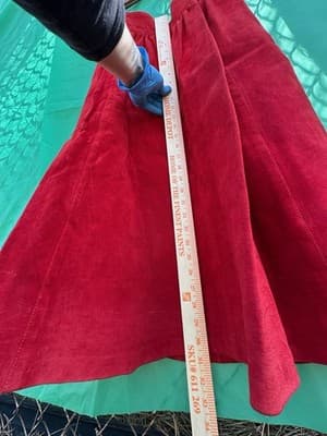 Jas Julie Red Leather Skirt Size 6 Midi Vintage Genuine Womens - Thumbnail 9