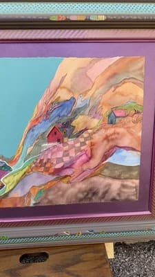 Fran Larsen Framed Watercolor Landscape Art Hand Painted Frame 34x26 - Thumbnail 6