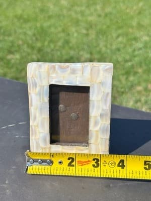 Vintage Mother of Pearl Mosaic Mini Picture Frame 3.5x4.5 Easel Back - Thumbnail 3
