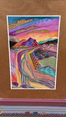 Fran Larsen Shimmering Sunrise 1995 Watercolor Framed Art 18x22 - Thumbnail 4