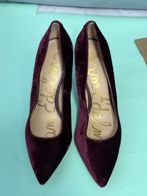 Sam Edelman Hazel Velvet Pointed Toe Stiletto Heels Women's Size 7.5 Burgundy - Thumbnail 3
