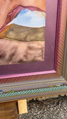 Fran Larsen Framed Watercolor Landscape Art Hand Painted Frame 34x26 - Thumbnail 9