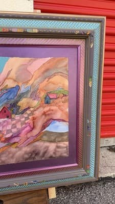 Fran Larsen Framed Watercolor Landscape Art Hand Painted Frame 34x26 - Thumbnail 8