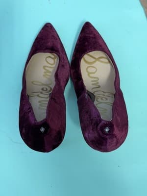 Sam Edelman Hazel Velvet Pointed Toe Stiletto Heels Women's Size 7.5 Burgundy - Thumbnail 6
