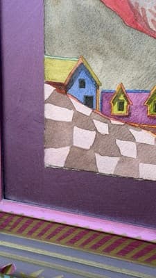 Fran Larsen Framed Watercolor Landscape Art Hand Painted Frame 34x26 - Thumbnail 17