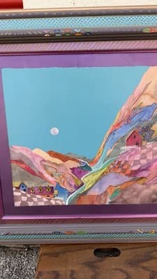 Fran Larsen Framed Watercolor Landscape Art Hand Painted Frame 34x26 - Thumbnail 4