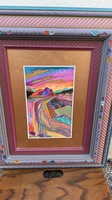 Fran Larsen Shimmering Sunrise 1995 Watercolor Framed Art 18x22 - Thumbnail 3