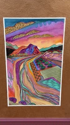 Fran Larsen Shimmering Sunrise 1995 Watercolor Framed Art 18x22 - Thumbnail 7