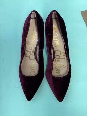 Sam Edelman Hazel Velvet Pointed Toe Stiletto Heels Women's Size 7.5 Burgundy - Thumbnail 4