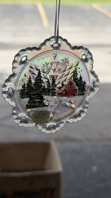 Fenton Sarafina’s Glass Snowflake V-Miracle Ornament Iridescent w Box - Thumbnail 13