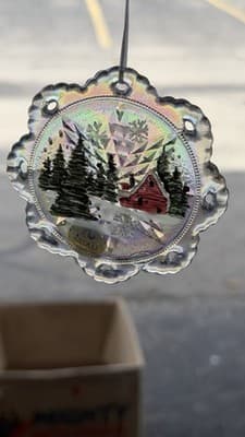 Fenton Sarafina’s Glass Snowflake V-Miracle Ornament Iridescent w Box - Thumbnail 14