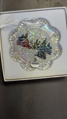 Fenton Sarafina’s Glass Snowflake V-Miracle Ornament Iridescent w Box - Thumbnail 8