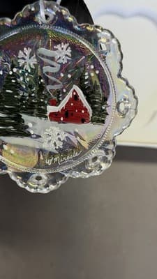 Fenton Sarafina’s Glass Snowflake V-Miracle Ornament Iridescent w Box - Thumbnail 5