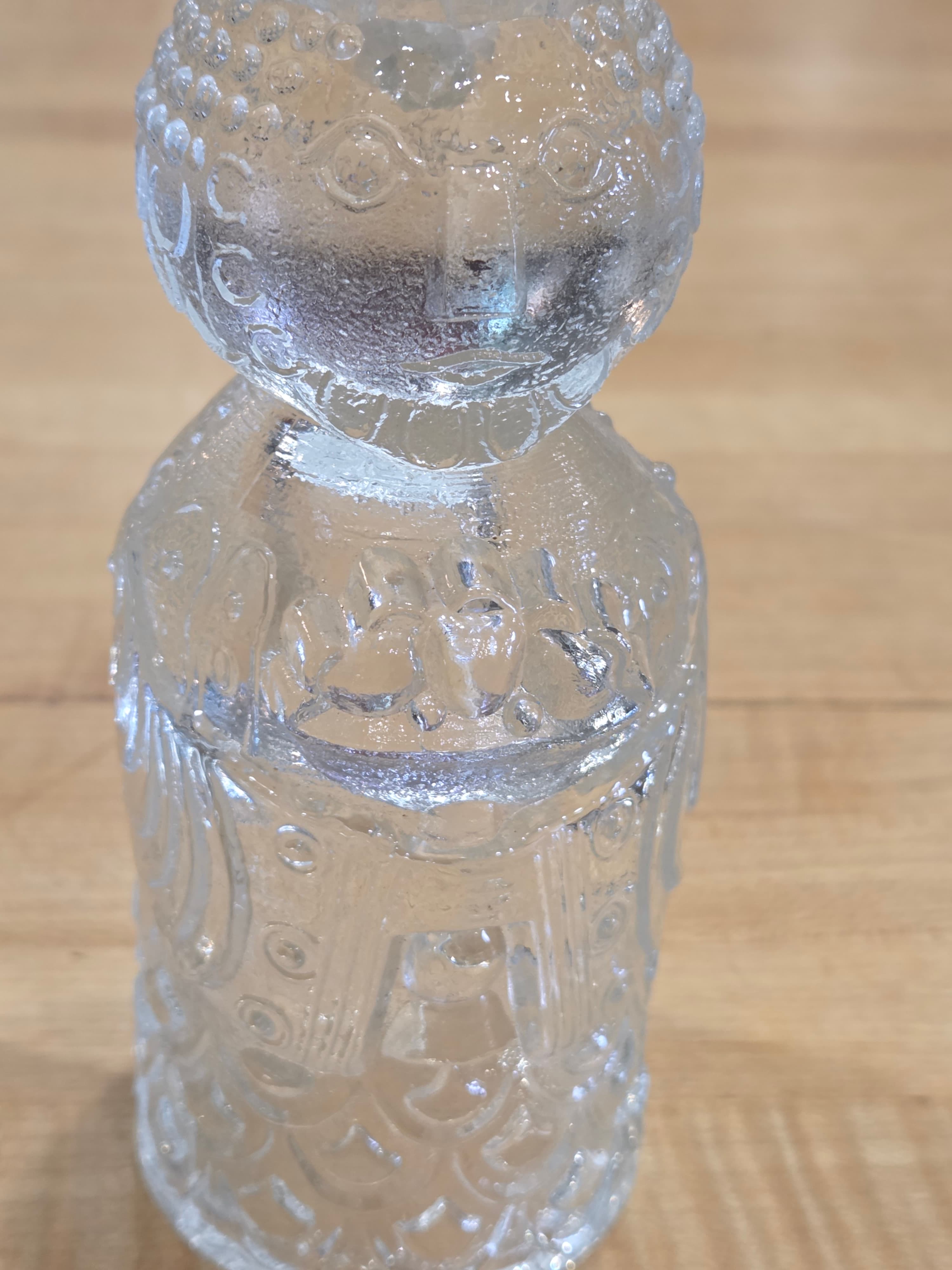 Vintage Scandinavian Textured Ice Glass King & Queen Taper Candlestick Holders - Thumbnail 2