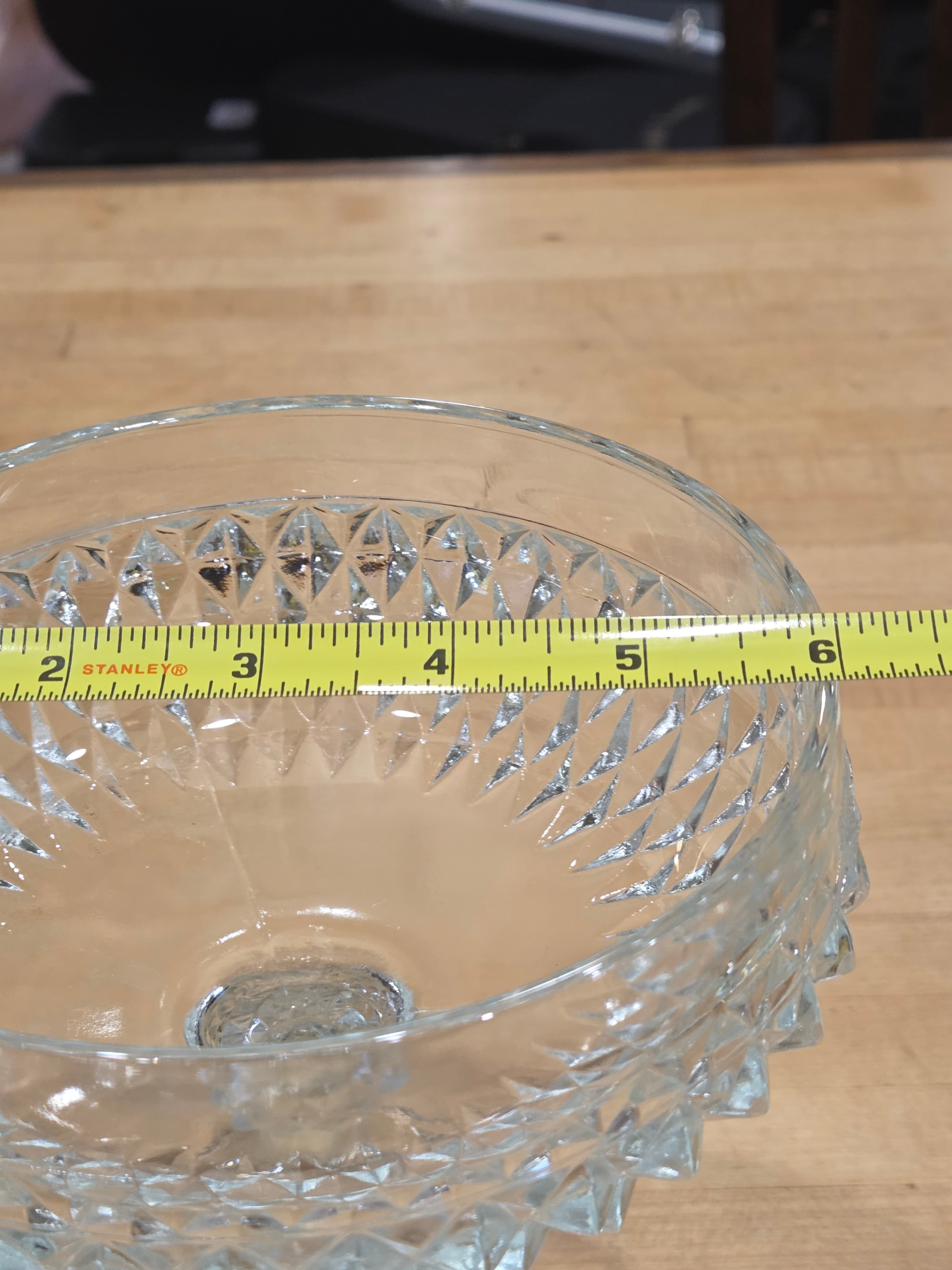 Vintage Indiana Glass Clear Diamond Point Pedestal Compote Bowl Candy Dish - Thumbnail 5