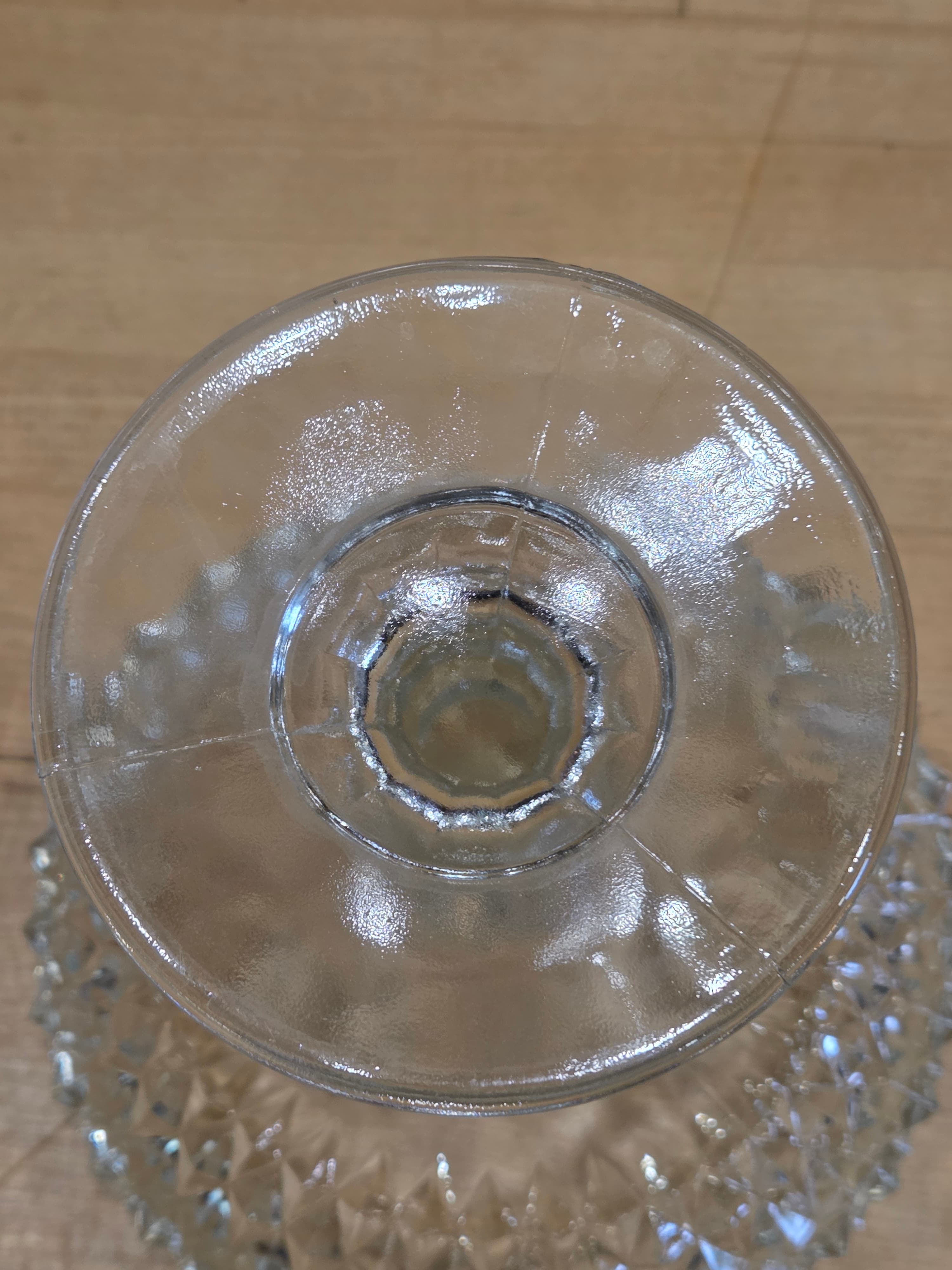Vintage Indiana Glass Clear Diamond Point Pedestal Compote Bowl Candy Dish - Thumbnail 3