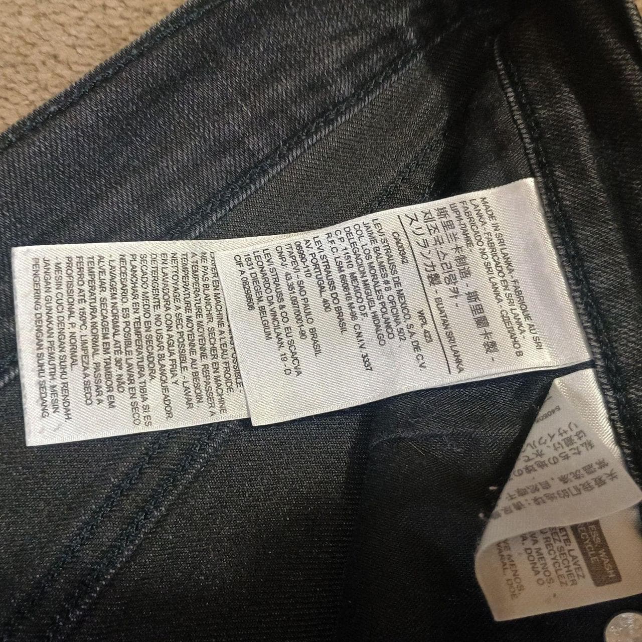 Levis 505 Mens Straight Leg Jeans Black Denim - Thumbnail 4