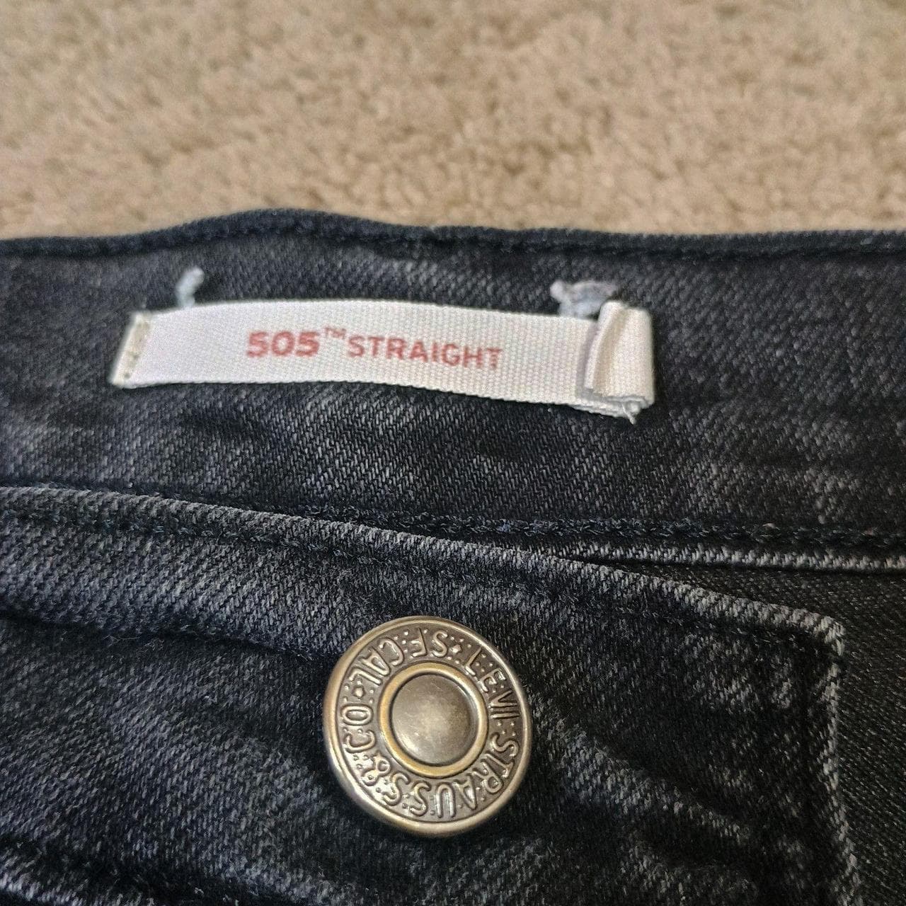 Levis 505 Mens Straight Leg Jeans Black Denim - Thumbnail 3