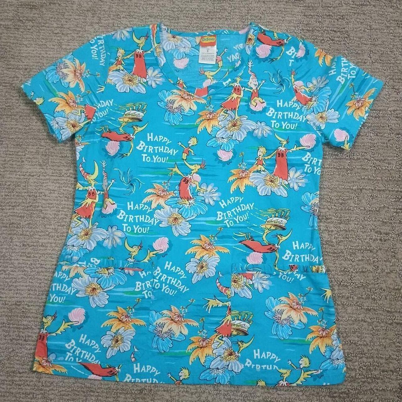 DR. SEUSS HAPPY BIRTHDAY TO YOU WOMEN'S SCRUBS TOP SMALL - Thumbnail 2