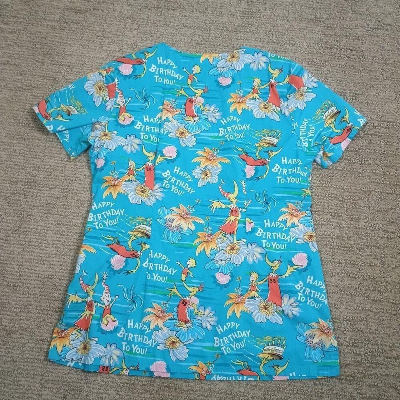 DR. SEUSS HAPPY BIRTHDAY TO YOU WOMEN'S SCRUBS TOP SMALL - Thumbnail 3