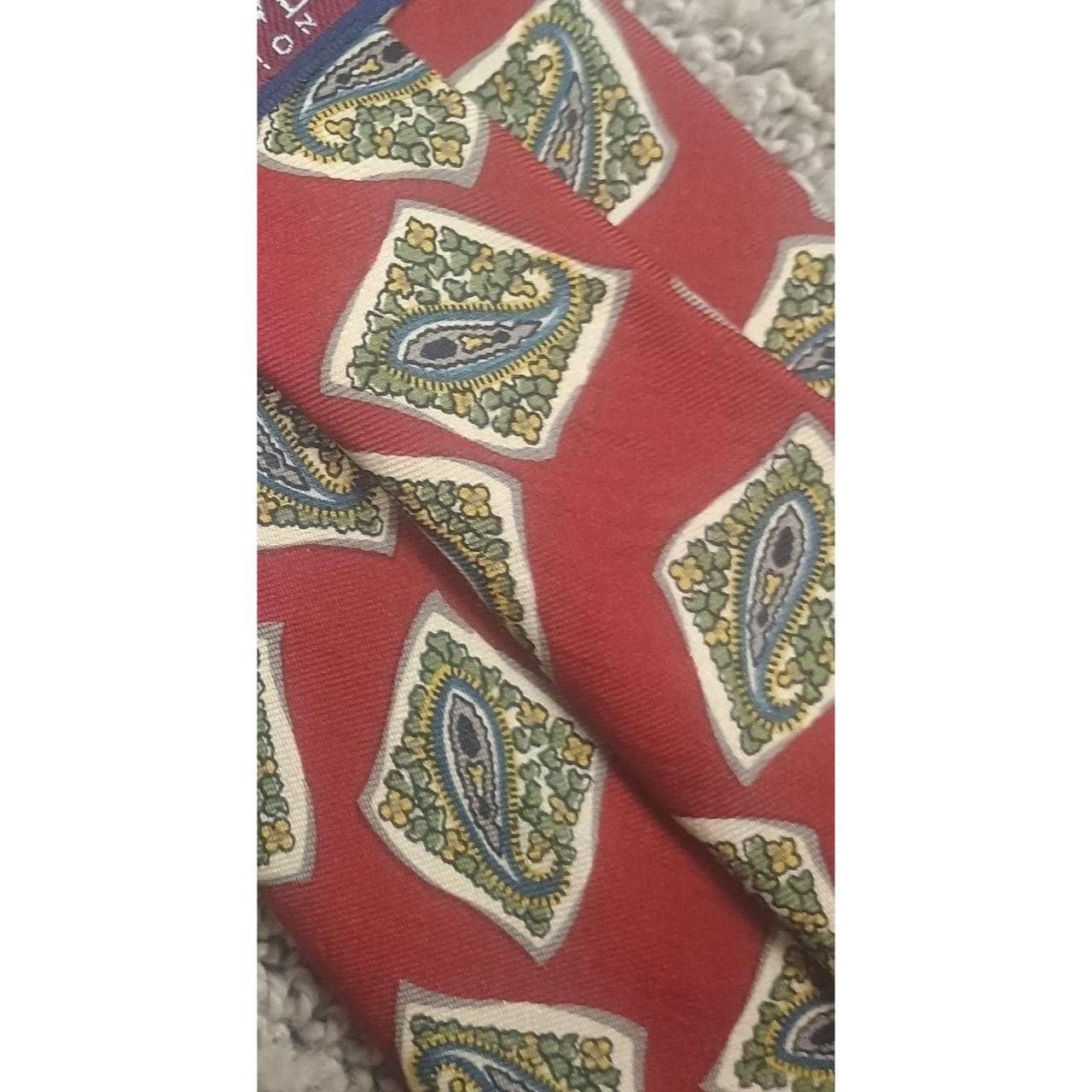 Jos. A. Bank Executive Collection Silk Tie, Red with Diamond Paisley Pattern. Made in USA. - Thumbnail 6
