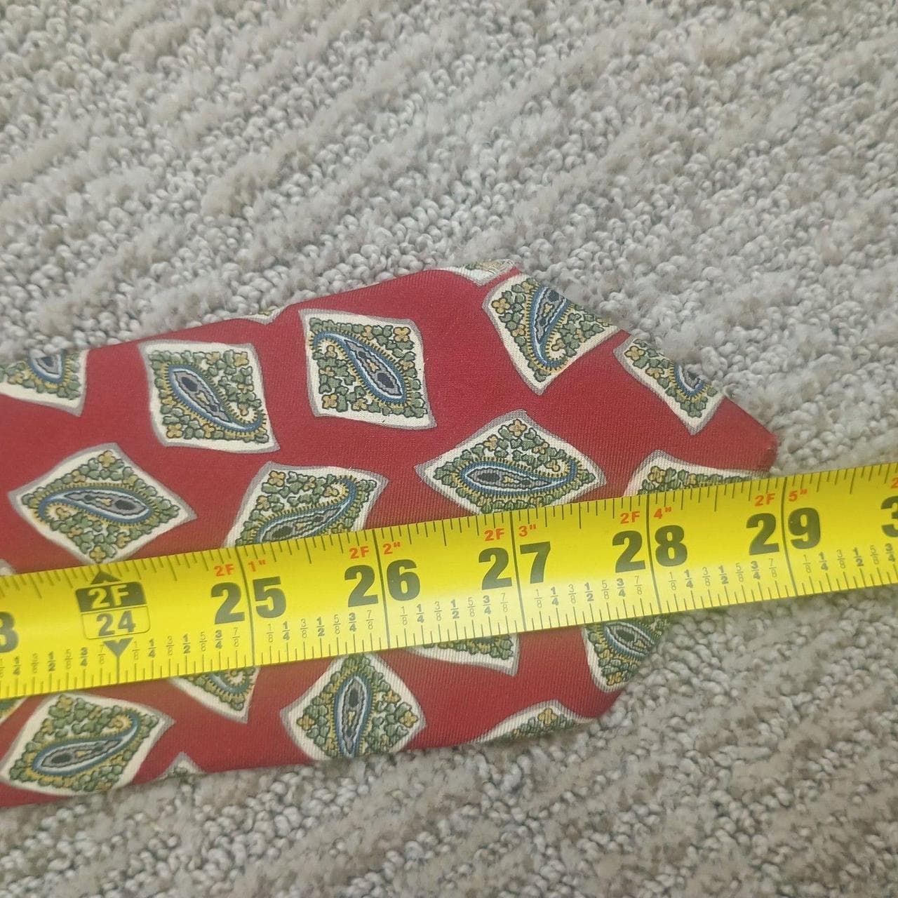 Jos. A. Bank Executive Collection Silk Tie, Red with Diamond Paisley Pattern. Made in USA. - Thumbnail 4