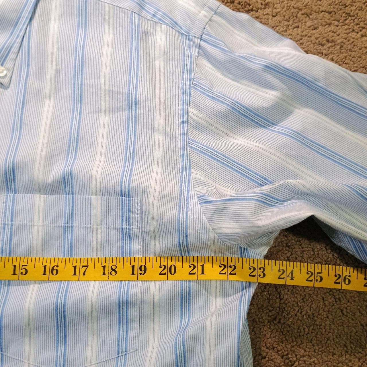 Toscano Mens Shirt Large 2 Ply's 120's Cotton Iron Free Blue Striped - Thumbnail 4