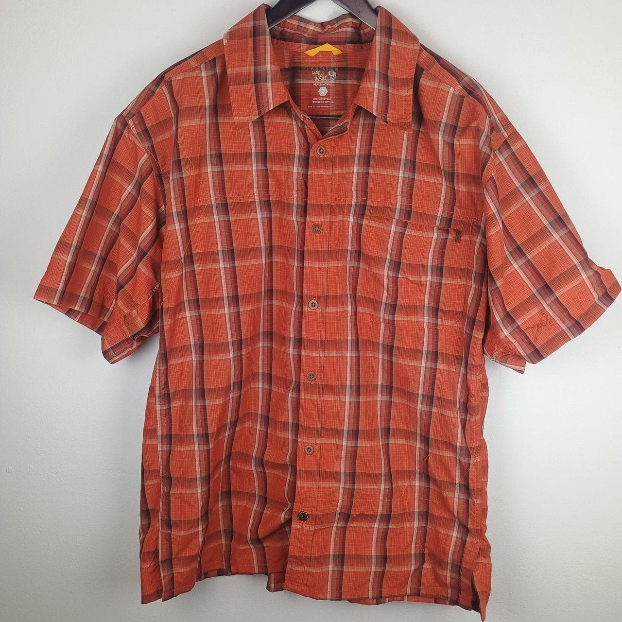 MOUNTAIN HARDWARE CANYON SHORT SLEEVE SHIRT MENS LARGE ORANGE PLAID - Thumbnail 2