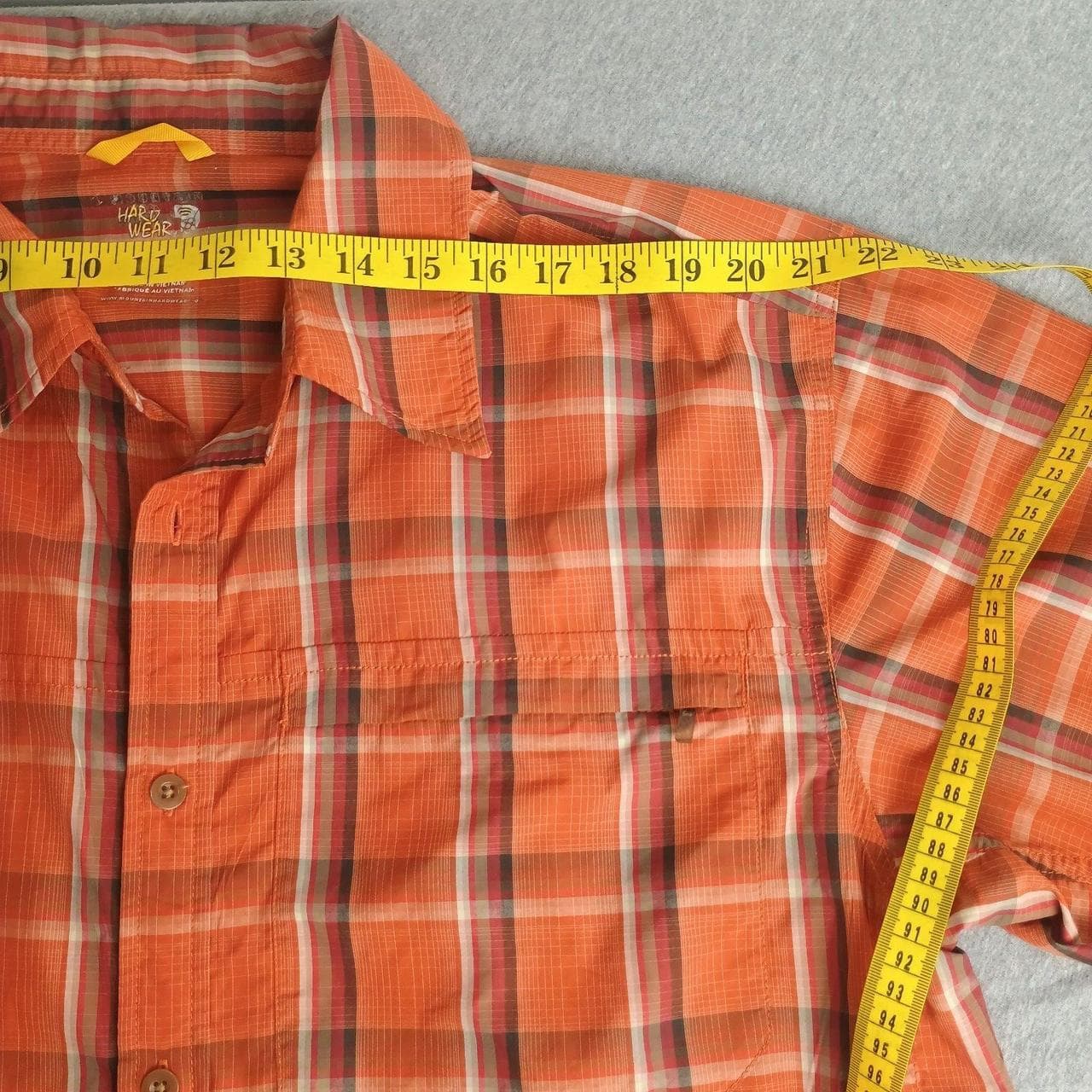 MOUNTAIN HARDWARE CANYON SHORT SLEEVE SHIRT MENS LARGE ORANGE PLAID - Thumbnail 5