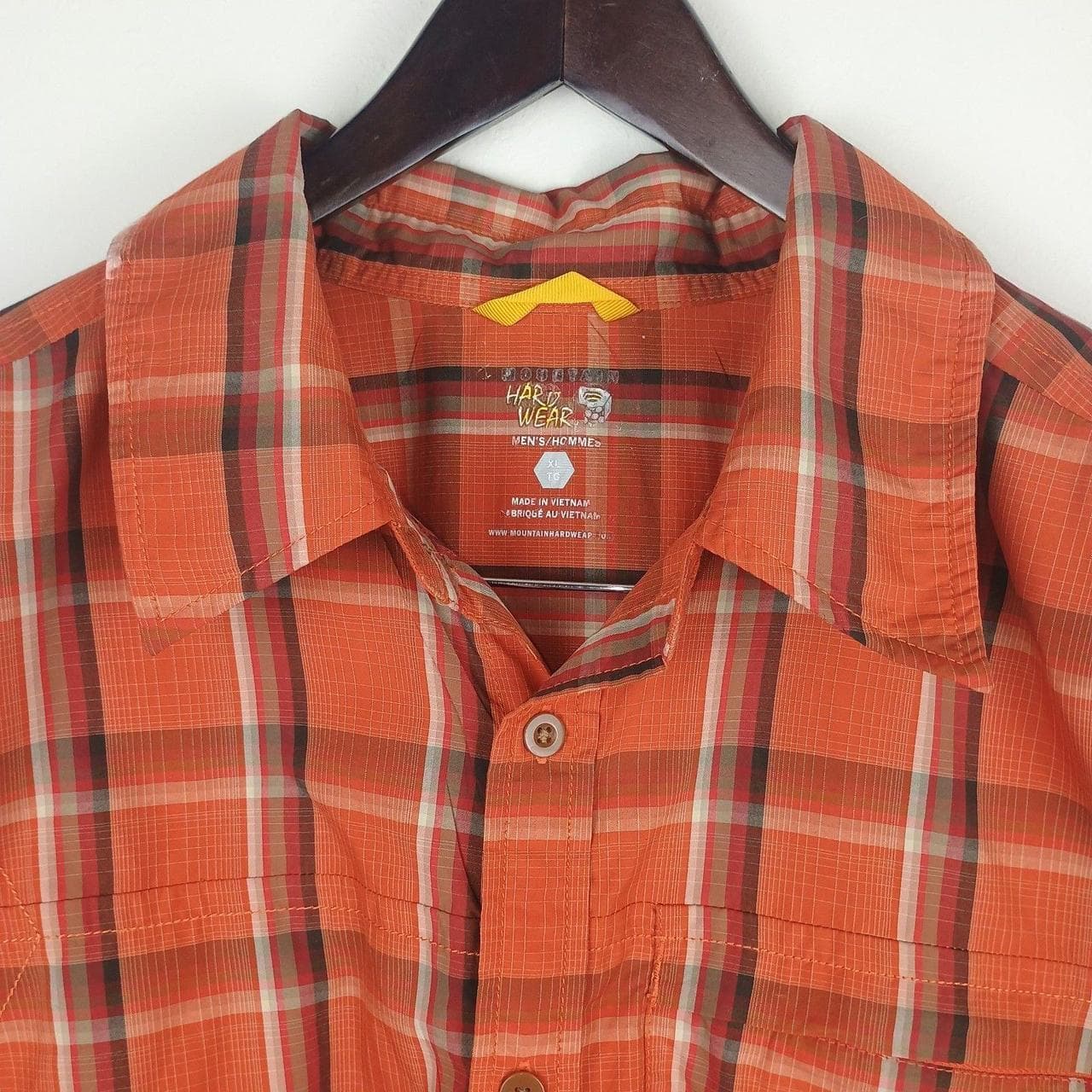 MOUNTAIN HARDWARE CANYON SHORT SLEEVE SHIRT MENS LARGE ORANGE PLAID - Thumbnail 3